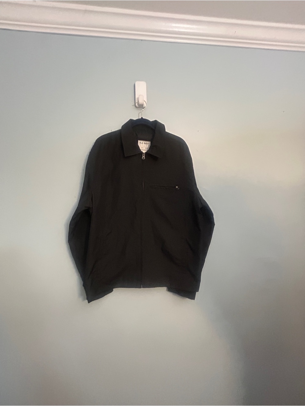 Old Navy Black Lightweight Zip Front Shirt Jacket Slim Sz L Like New